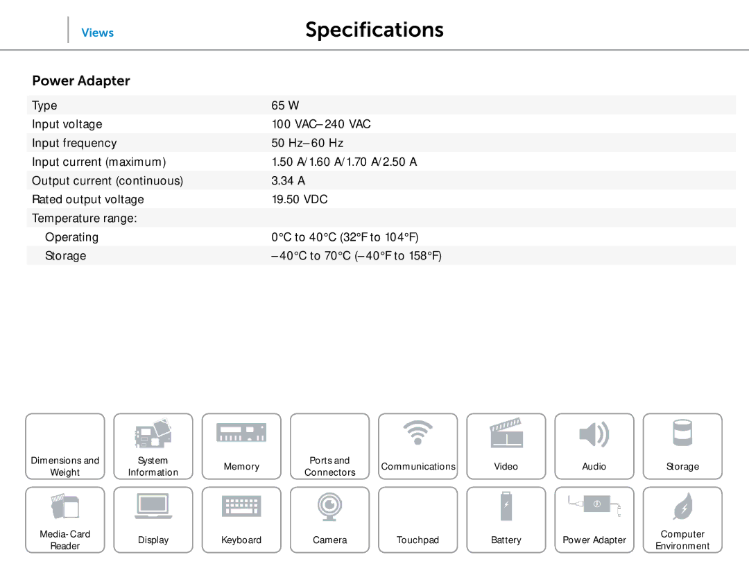 Dell 3000 Series specifications Power Adapter 