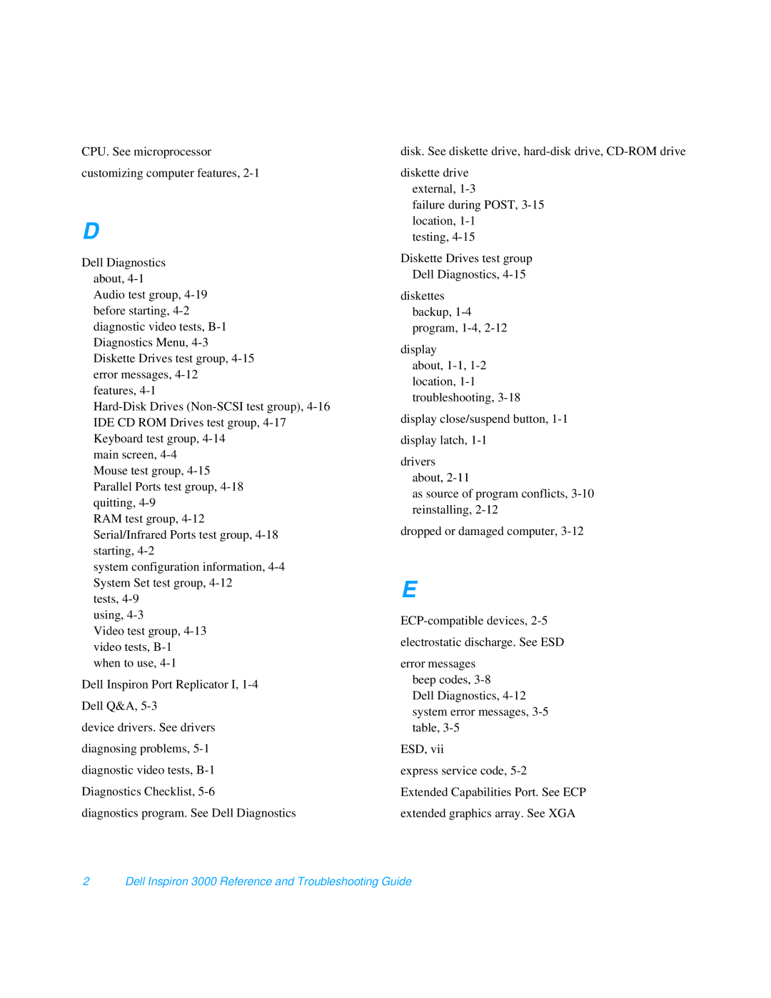 Dell manual Dell Inspiron 3000 Reference and Troubleshooting Guide 