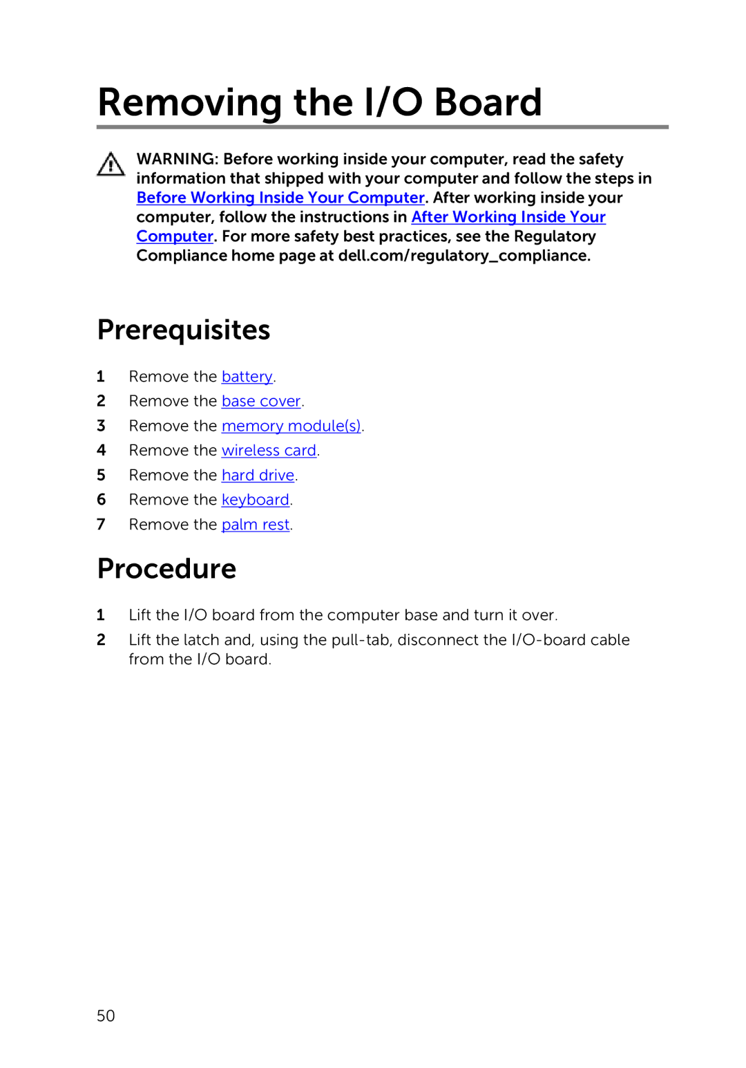 Dell 3000 service manual Removing the I/O Board 