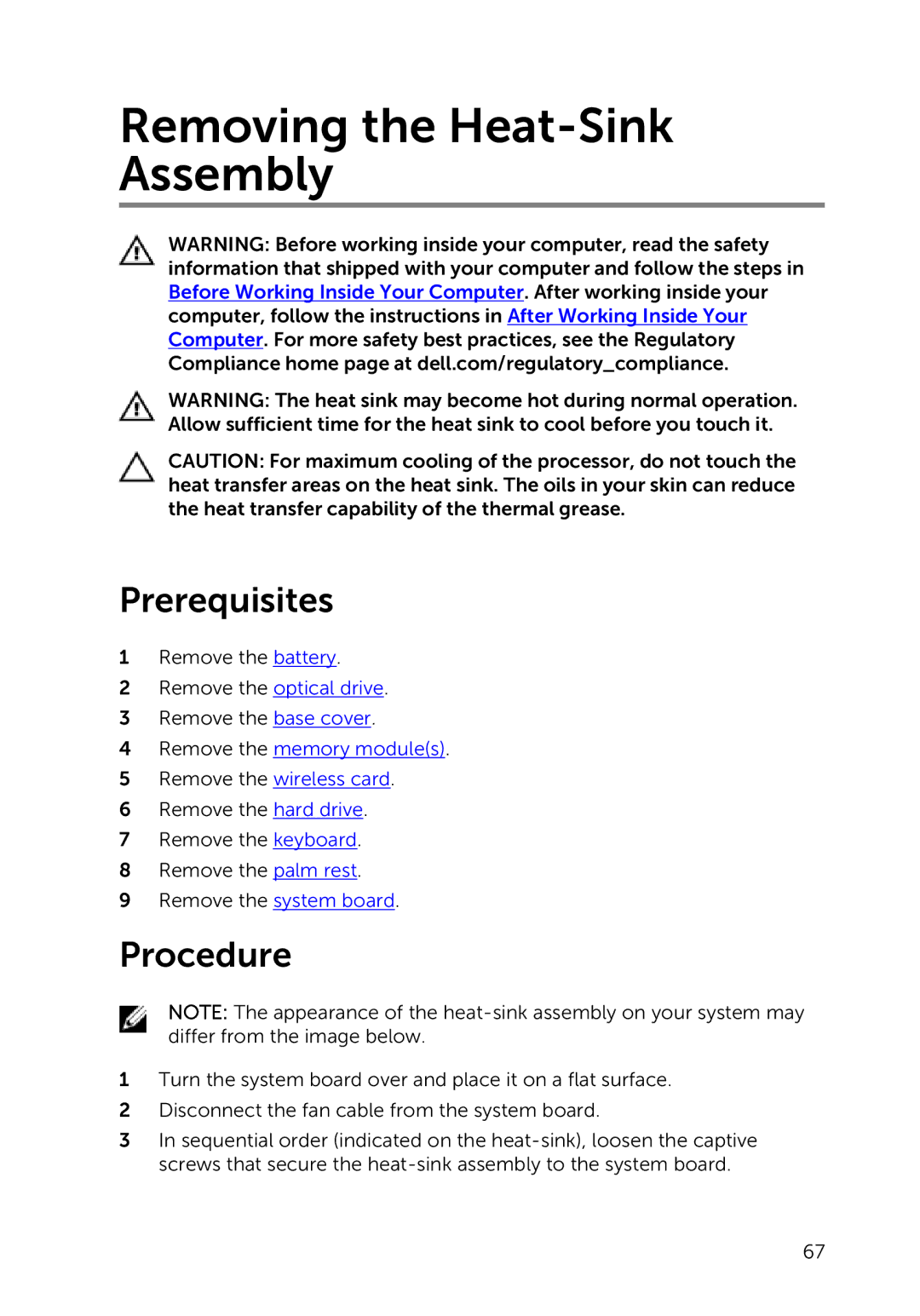 Dell 3000 service manual Removing the Heat-Sink Assembly 