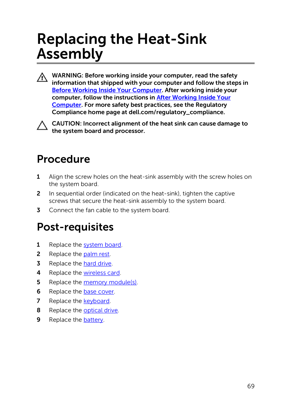 Dell 3000 service manual Replacing the Heat-Sink Assembly 