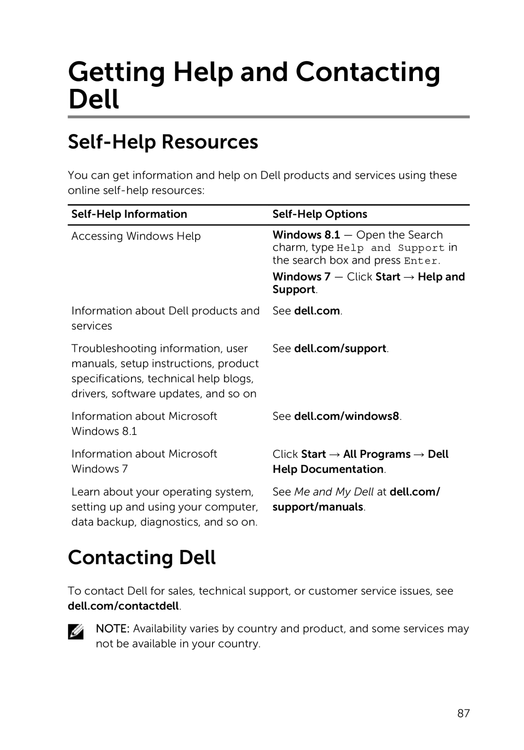 Dell 3000 service manual Getting Help and Contacting Dell, Self-Help Resources 