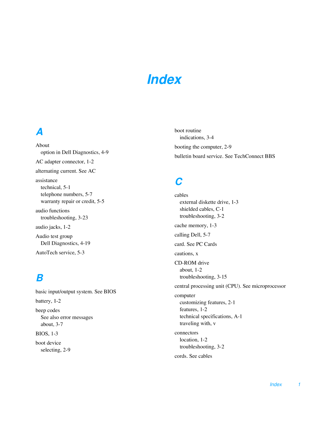 Dell 3000 manual Index 