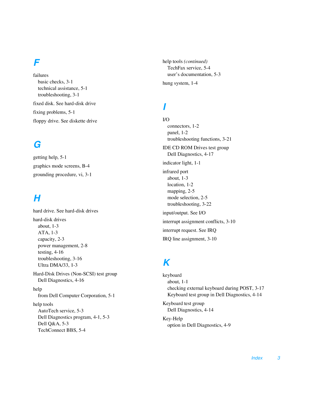 Dell 3000 manual Help tools TechFax service, 5-4 user’s documentation 