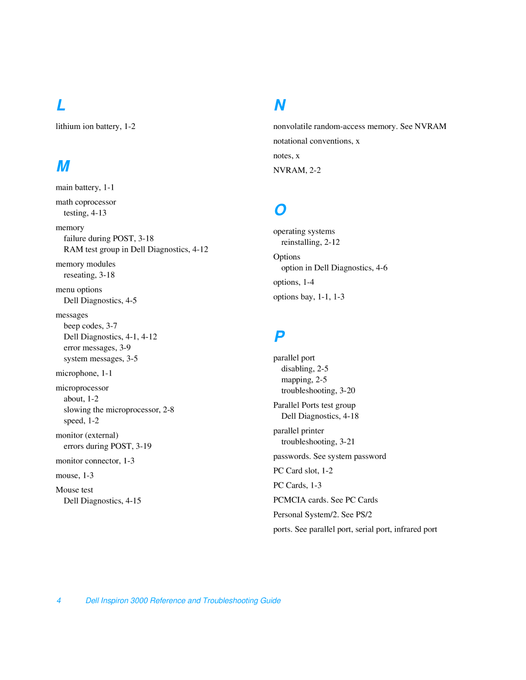 Dell manual Dell Inspiron 3000 Reference and Troubleshooting Guide 