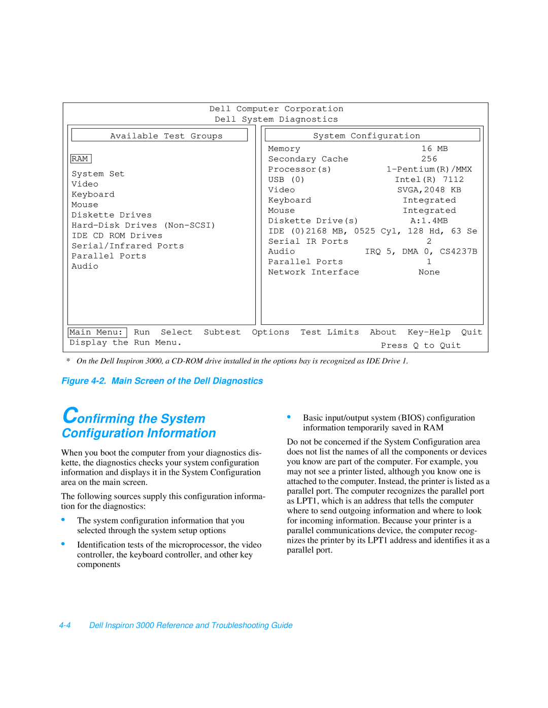 Dell 3000 manual Confirming the System Configuration Information 