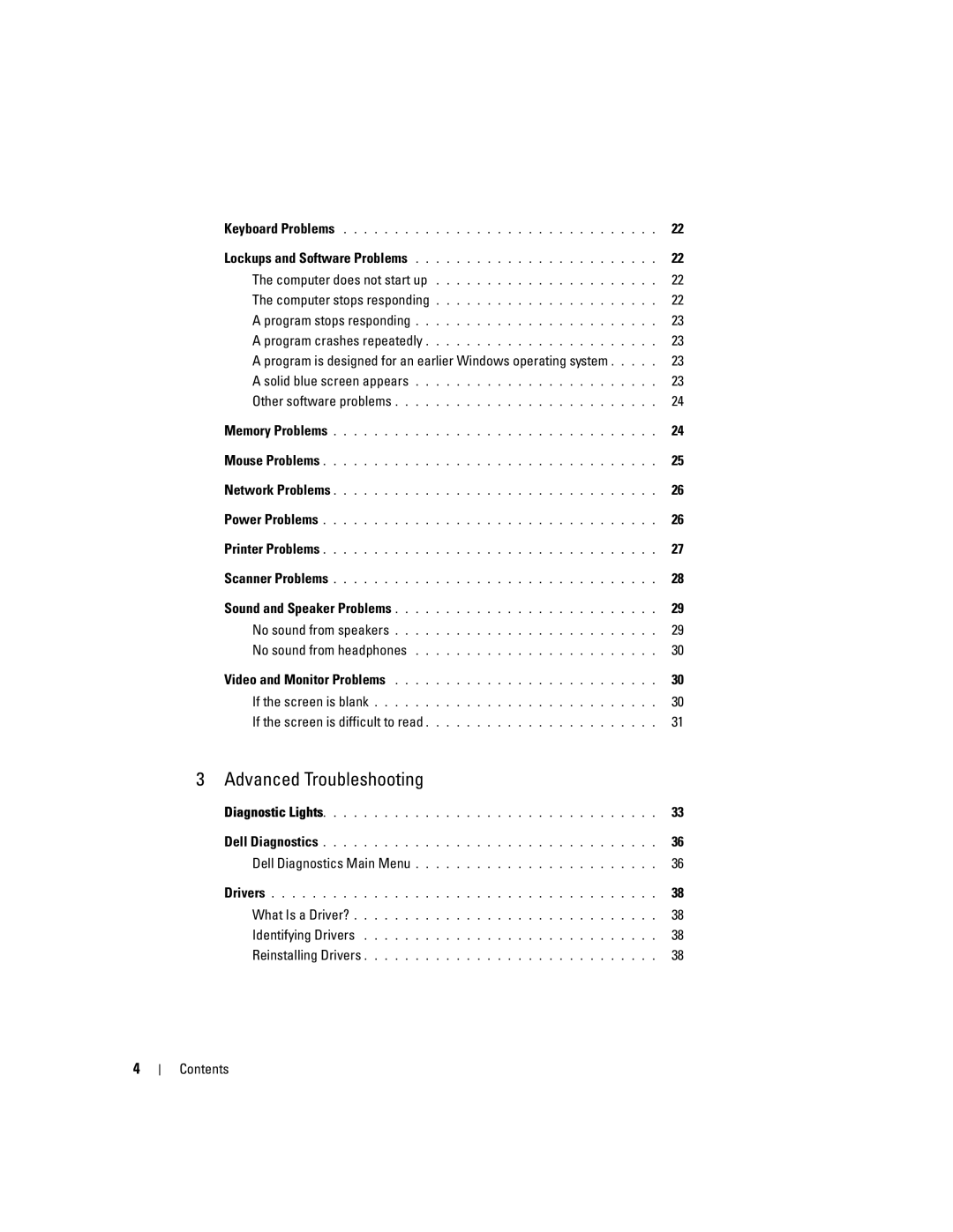 Dell 3000 manual Advanced Troubleshooting 