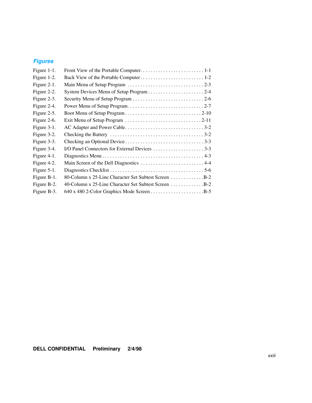 Dell 3000 manual DELL CONFIDENTIAL Preliminary 2/4/98, Figures 