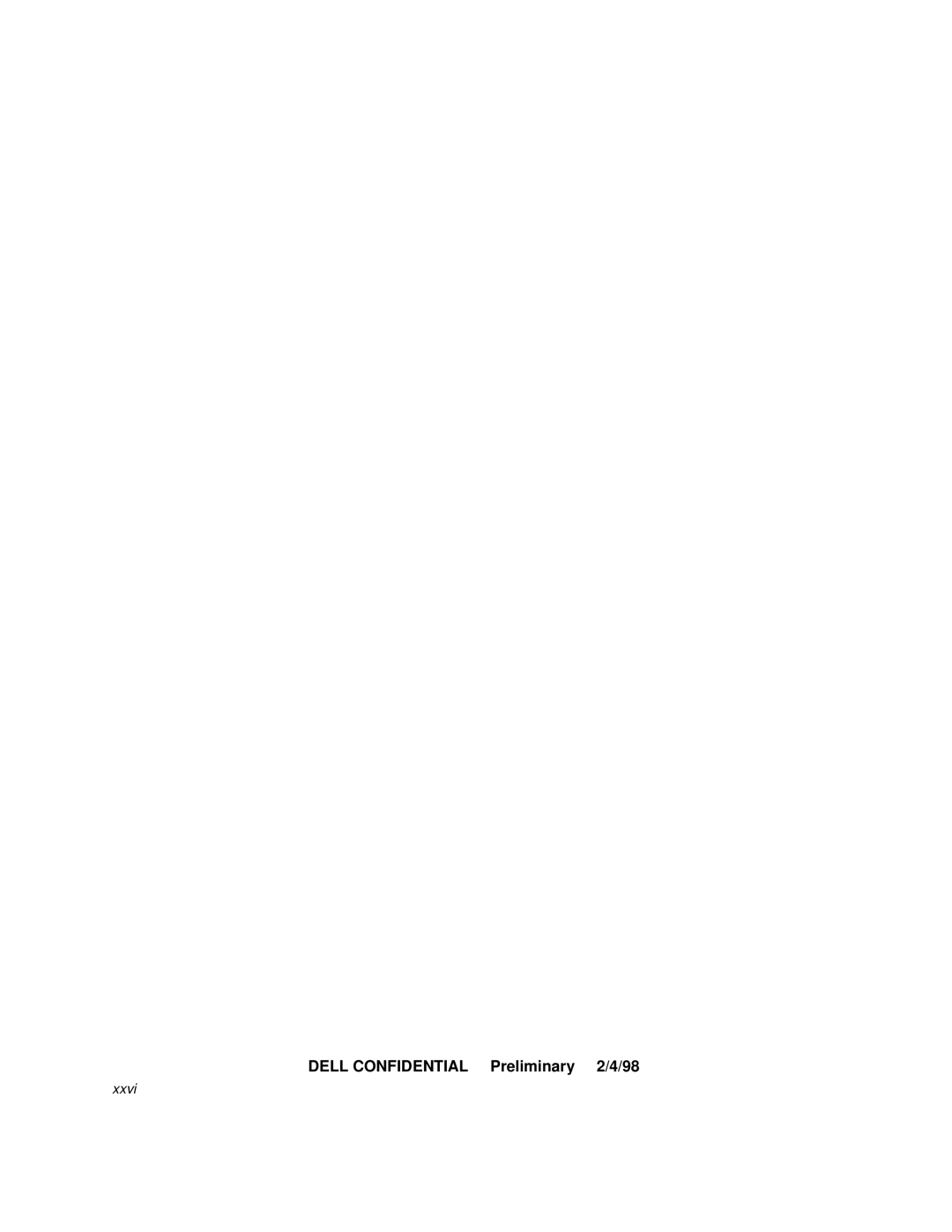 Dell 3000 manual DELL CONFIDENTIAL Preliminary 2/4/98, xxvi 