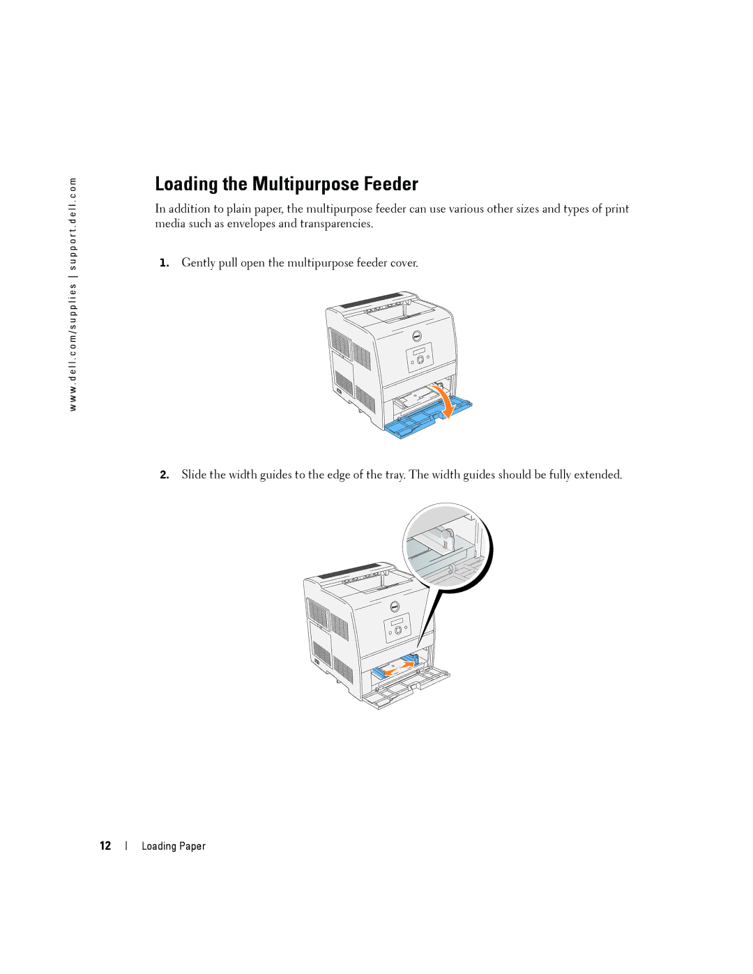 Dell 3000cn owner manual Loading the Multipurpose Feeder 