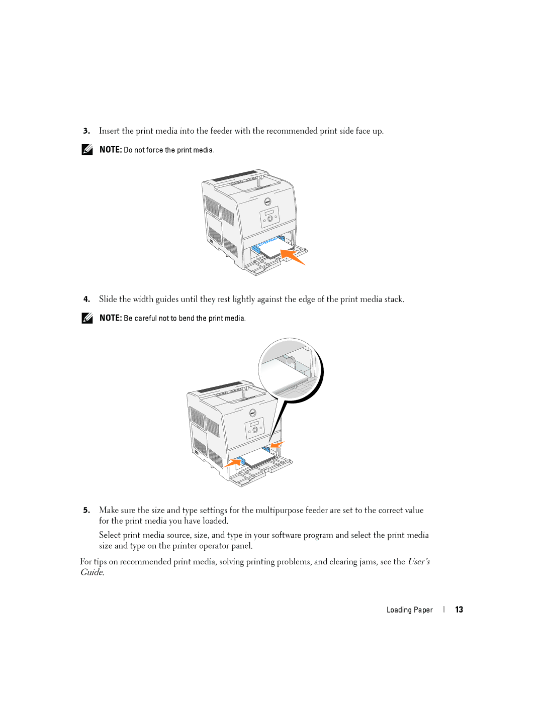 Dell 3000cn owner manual Loading Paper 