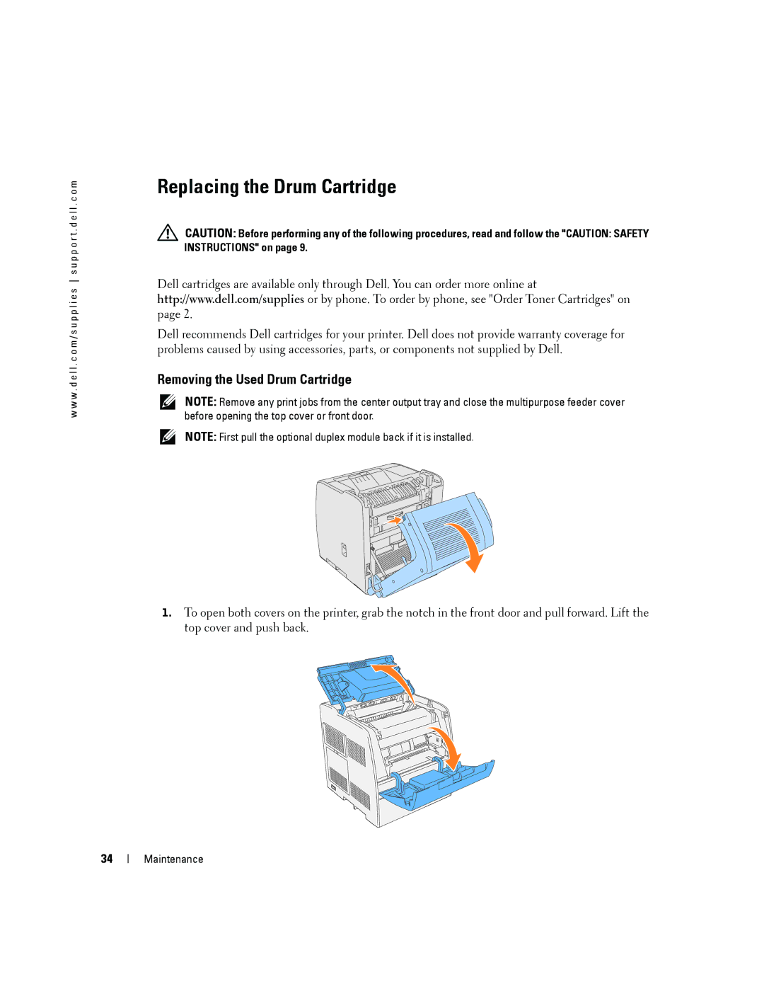 Dell 3000cn owner manual Replacing the Drum Cartridge, Removing the Used Drum Cartridge 