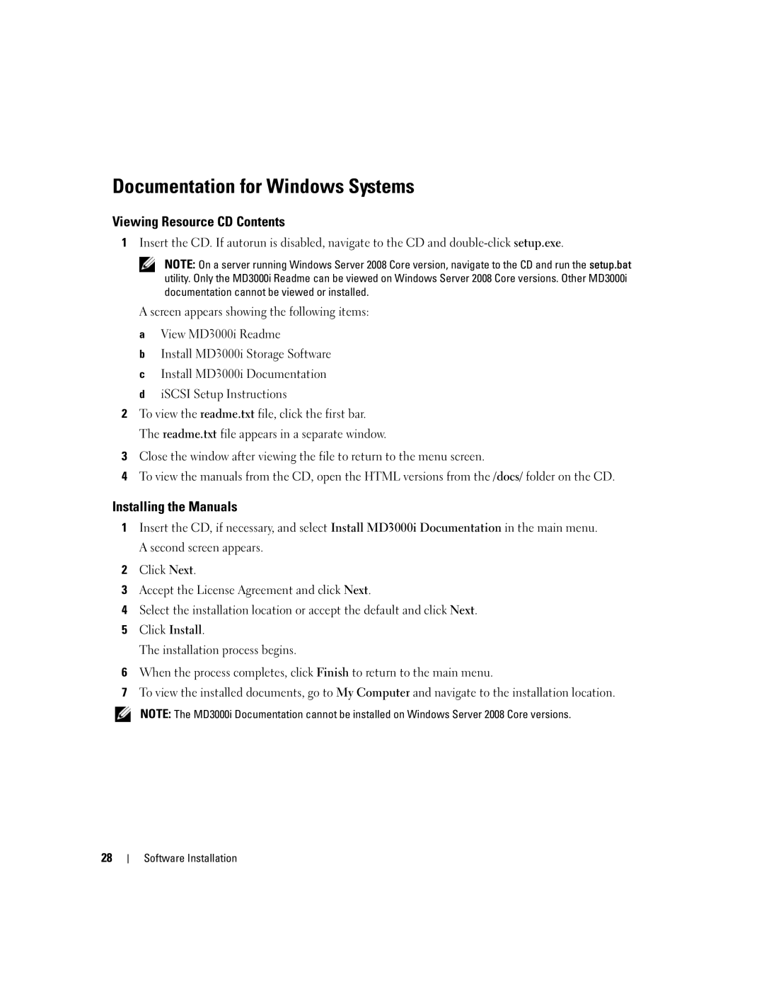 Dell 3000i manual Documentation for Windows Systems, Viewing Resource CD Contents, Installing the Manuals 