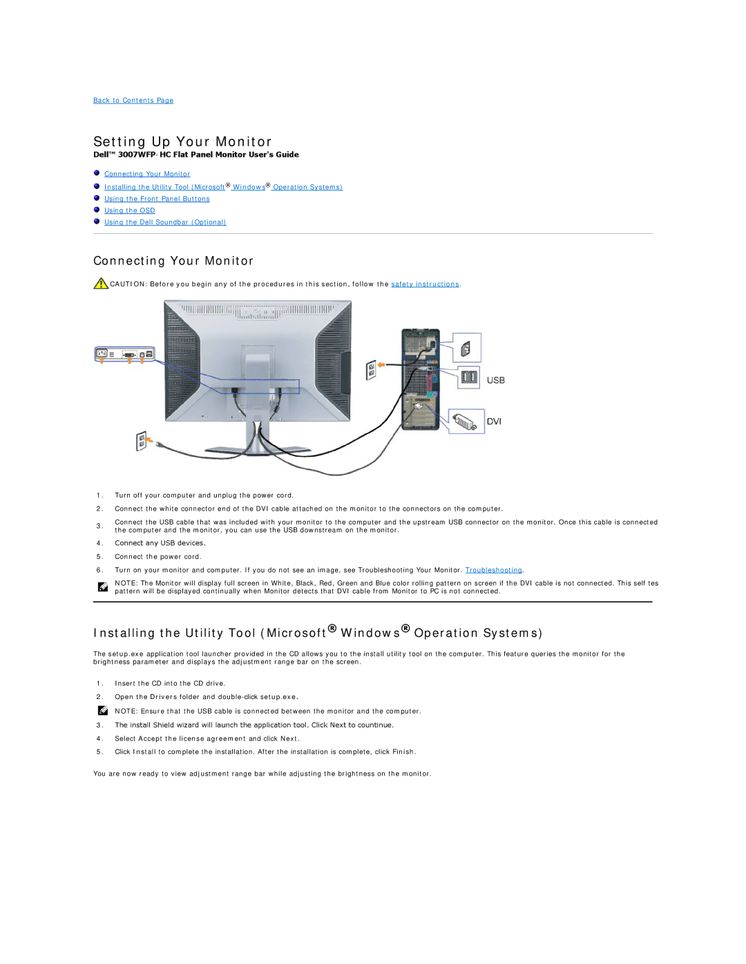 Dell 3007WFP-HC Setting Up Your Monitor, Connecting Your Monitor, Select Accept the license agreement and click Next 