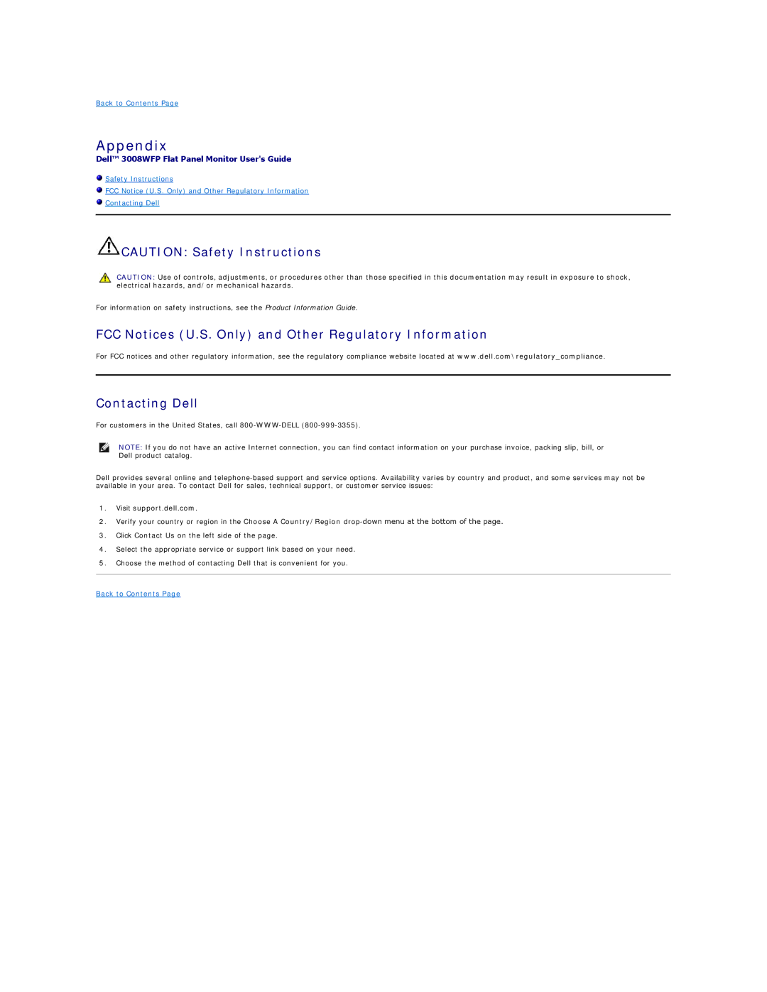 Dell 3008WFP appendix Appendix, Visit support.dell.com 
