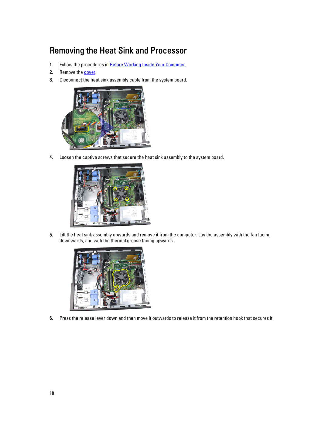 Dell 3010 owner manual Removing the Heat Sink and Processor 