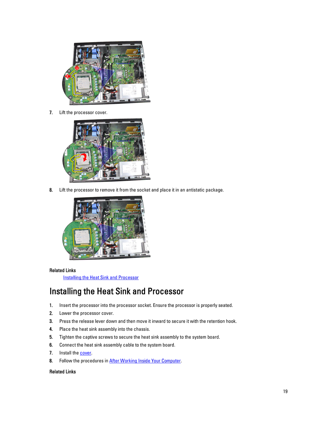 Dell 3010 owner manual Installing the Heat Sink and Processor 