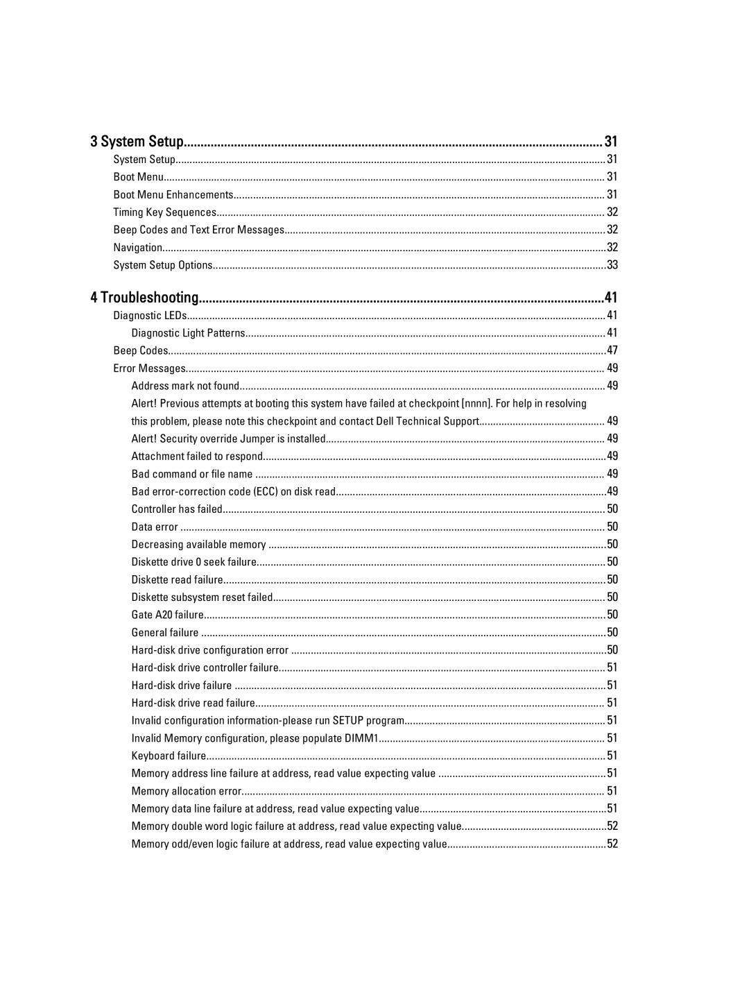 Dell 3010 owner manual System Setup, Troubleshooting, Alert! Security override Jumper is installed 