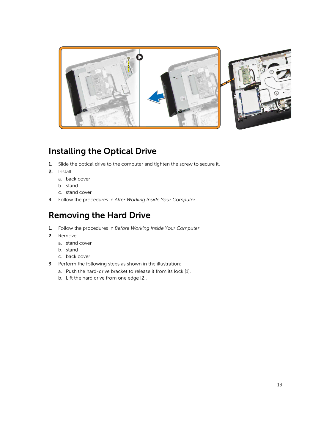 Dell 3030 owner manual Installing the Optical Drive, Removing the Hard Drive 