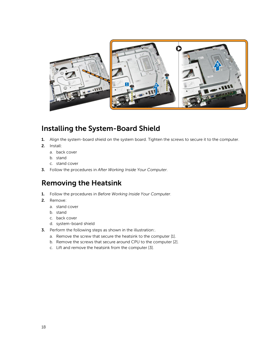 Dell 3030 owner manual Installing the System-Board Shield, Removing the Heatsink 