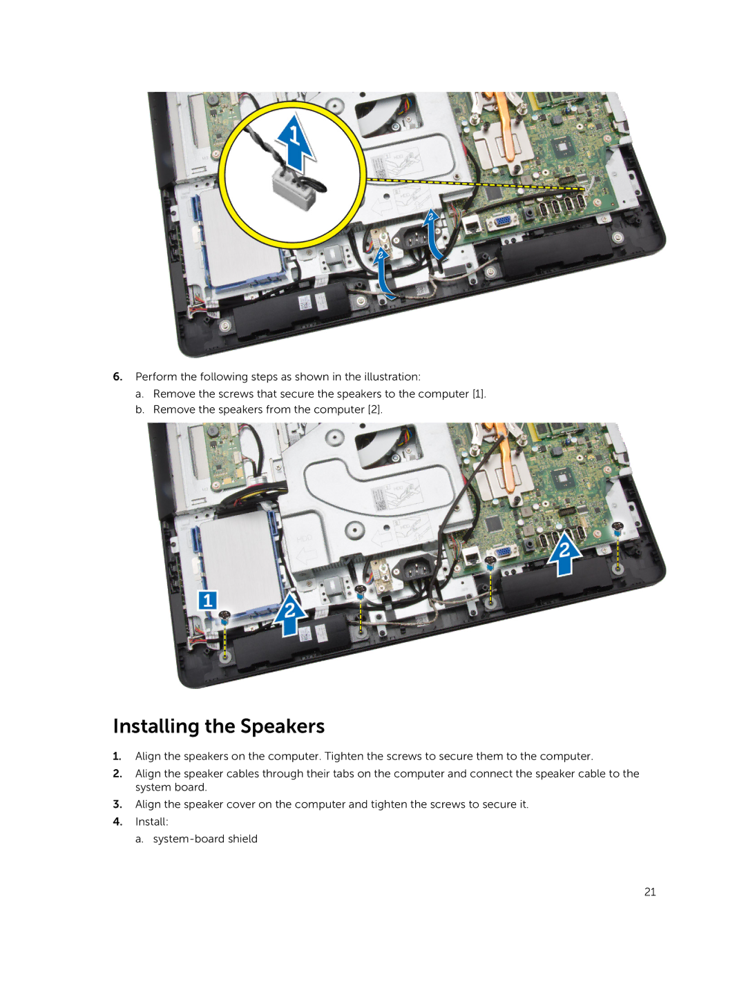 Dell 3030 owner manual Installing the Speakers 