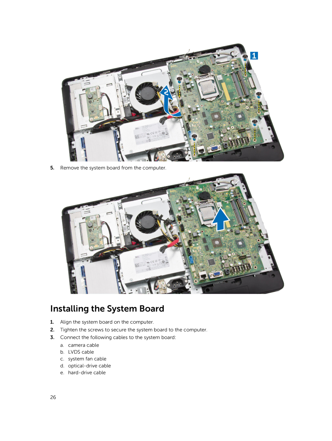 Dell 3030 owner manual Installing the System Board 