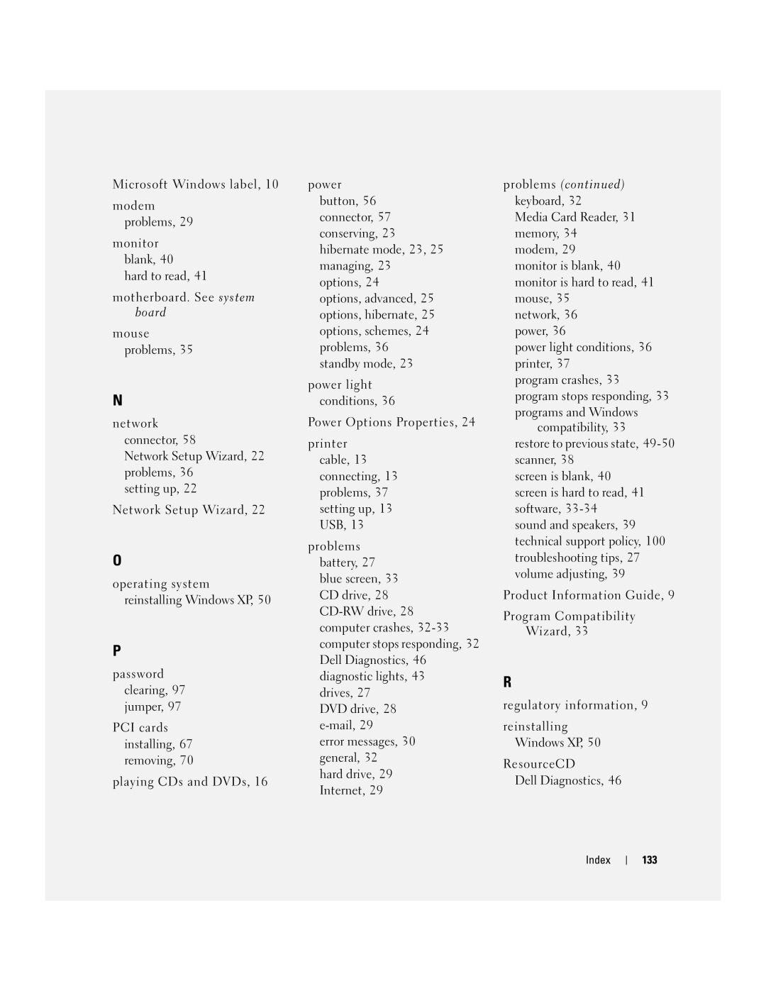 Dell 3100C owner manual Index 133 