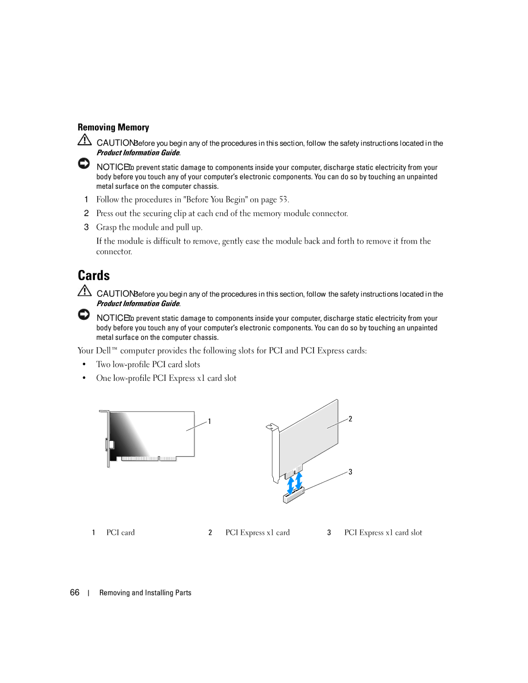 Dell 3100C owner manual Cards, Removing Memory 