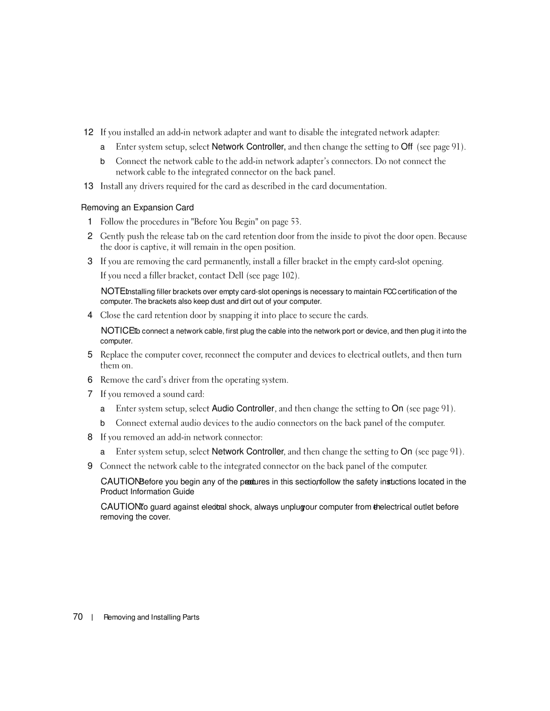 Dell 3100C owner manual Removing an Expansion Card 