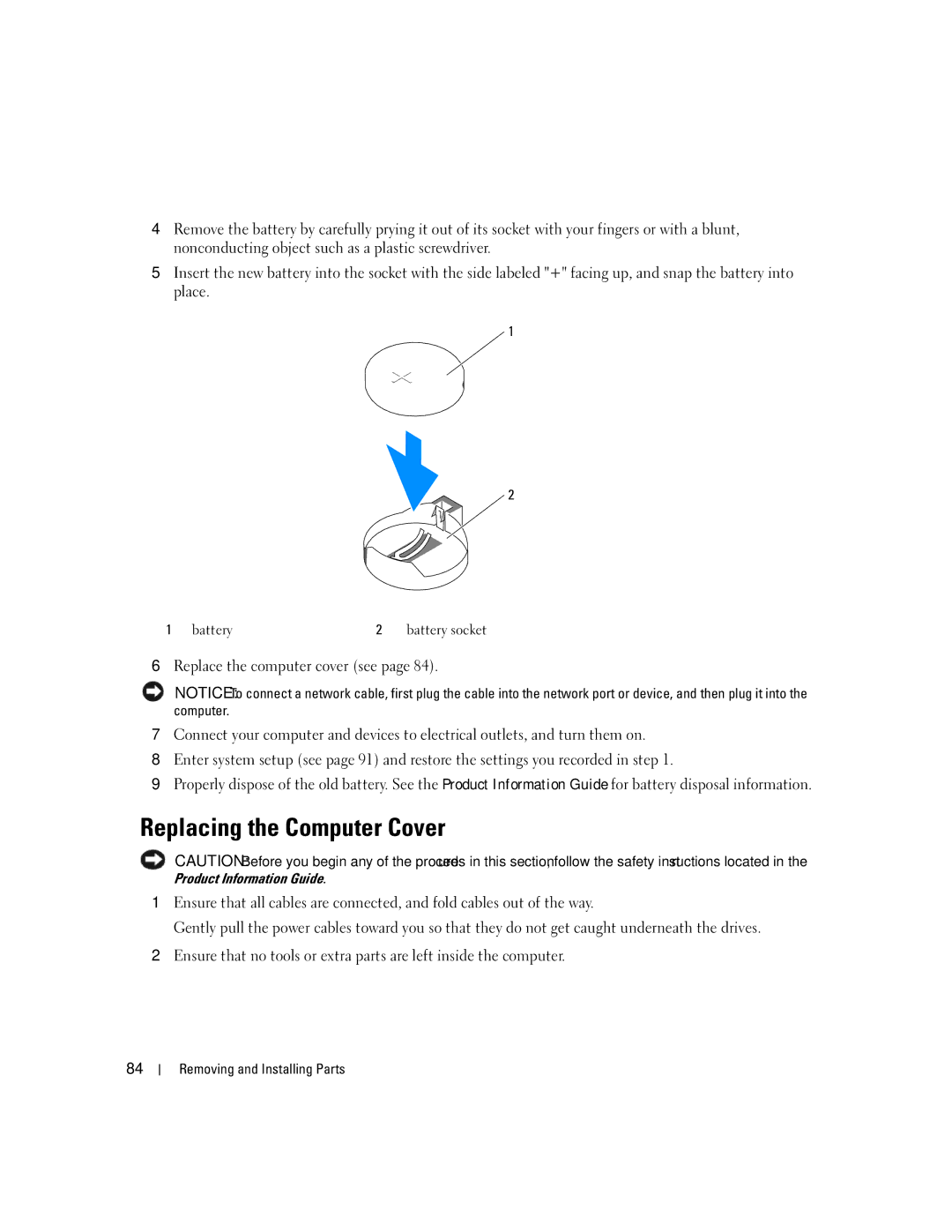 Dell 3100C owner manual Replacing the Computer Cover 