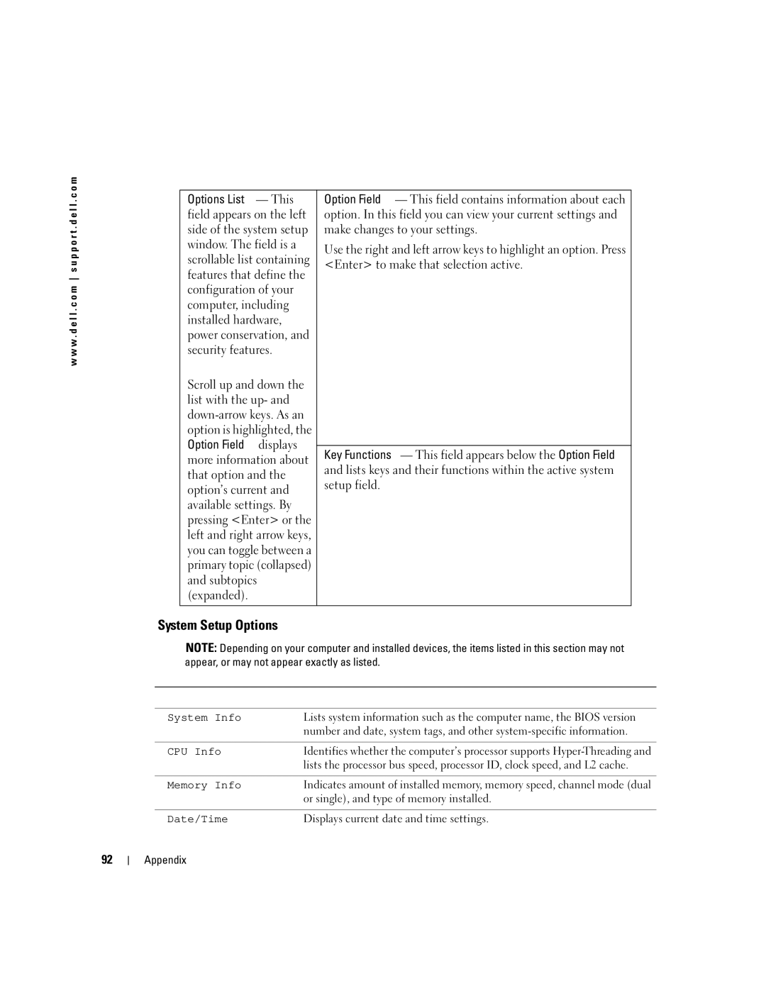 Dell 3100C owner manual System Setup Options 