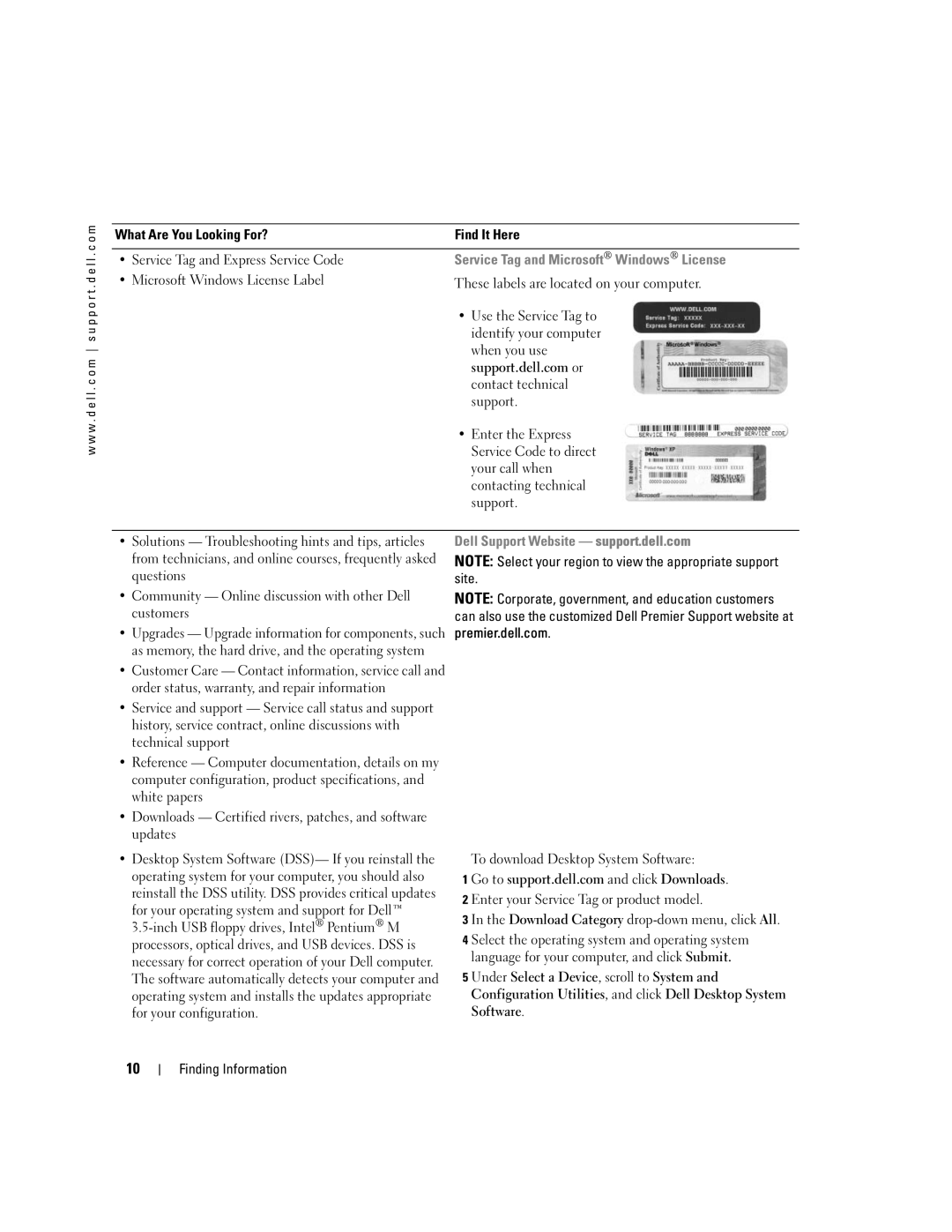 Dell 3100C Microsoft Windows License Label, Use the Service Tag to, Identify your computer, When you use, Support 