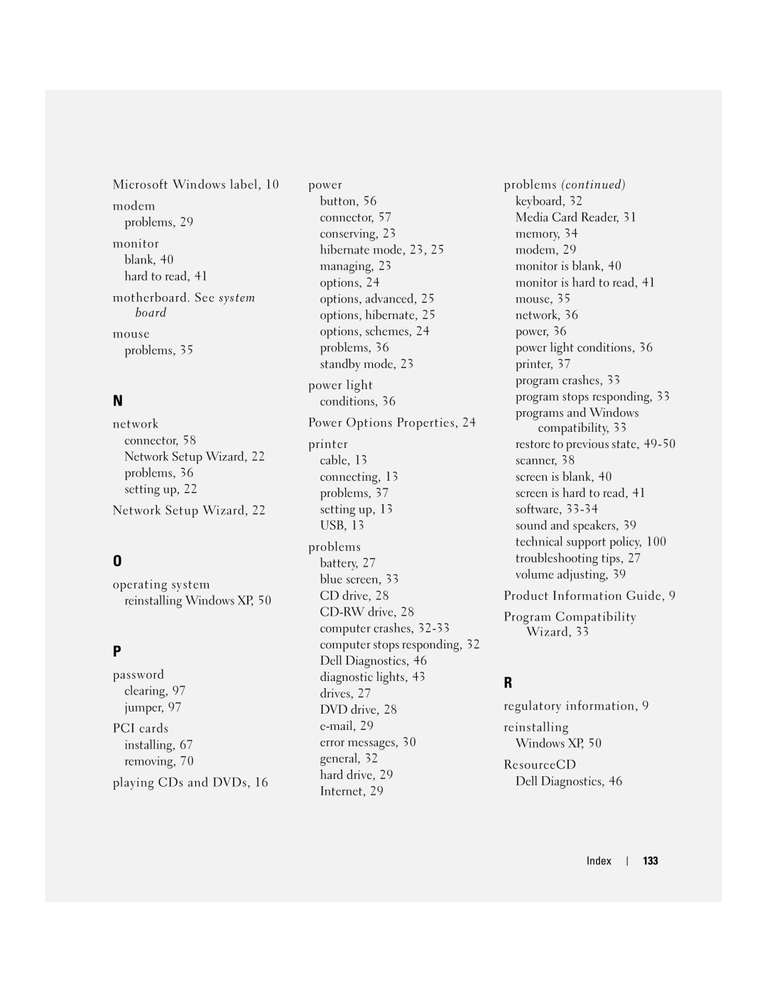 Dell 3100C owner manual Index 133 