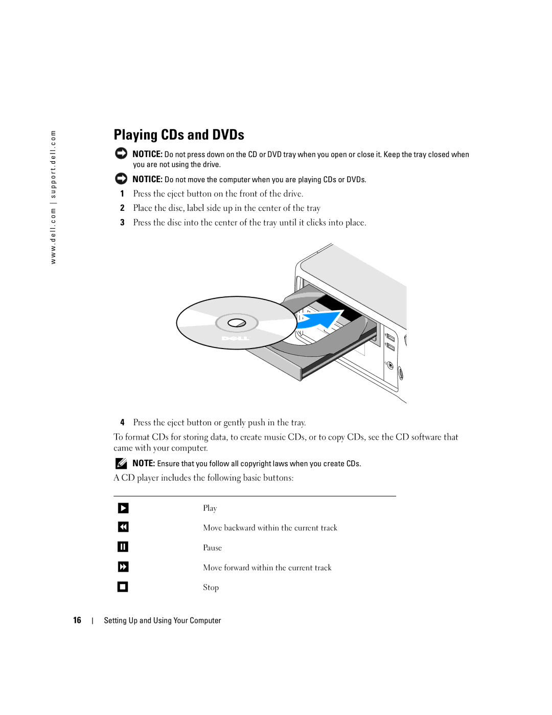 Dell 3100C owner manual Playing CDs and DVDs 