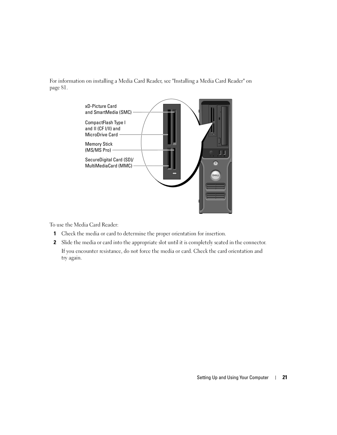 Dell 3100C owner manual Setting Up and Using Your Computer 