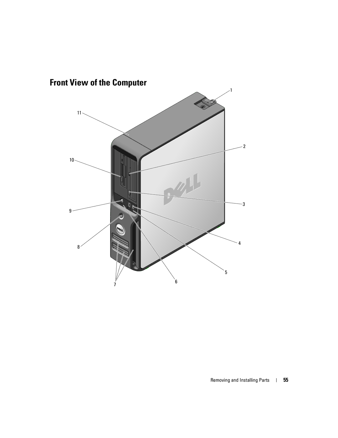 Dell 3100C owner manual Front View of the Computer 