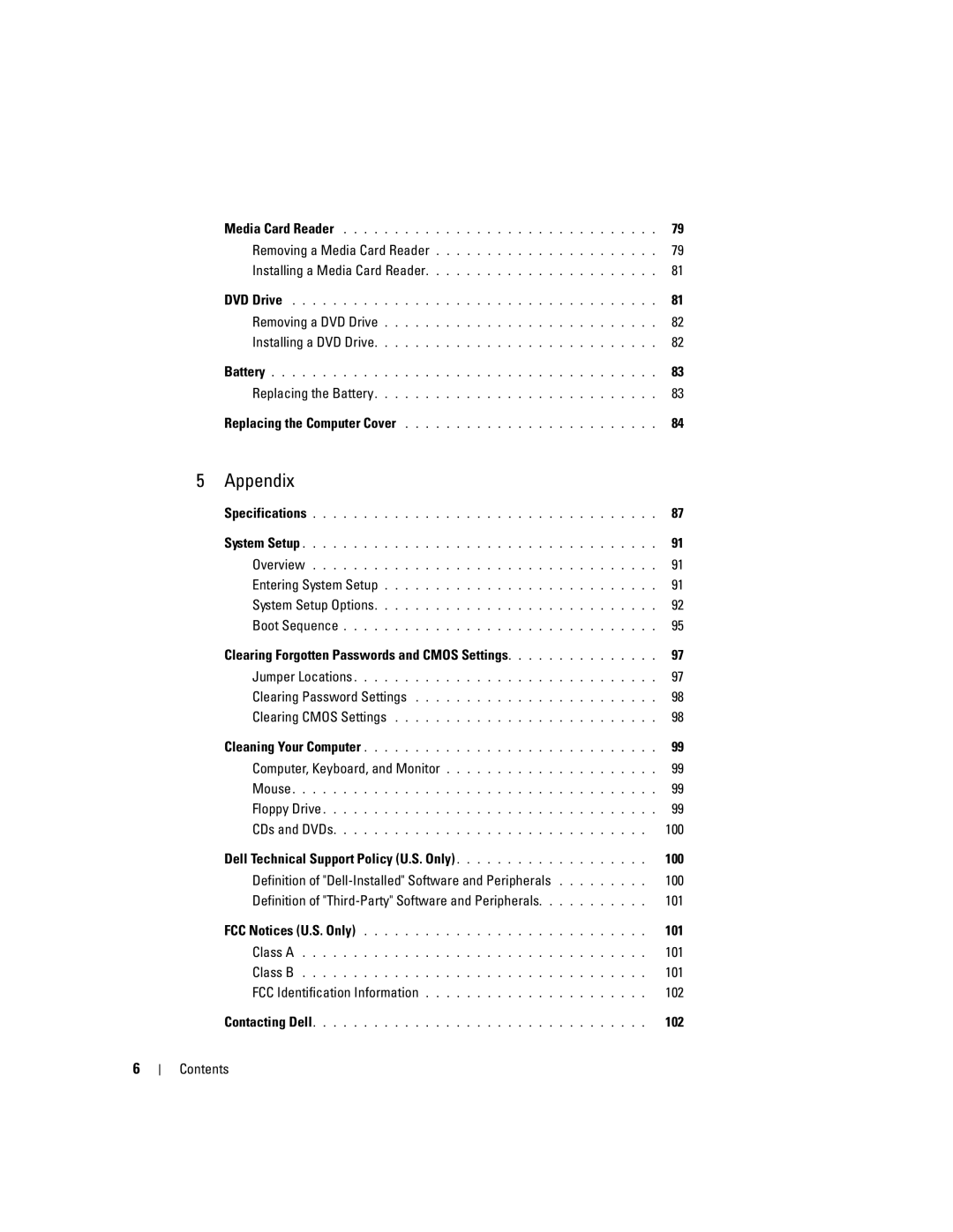 Dell 3100C owner manual Clearing Forgotten Passwords and Cmos Settings, 102 