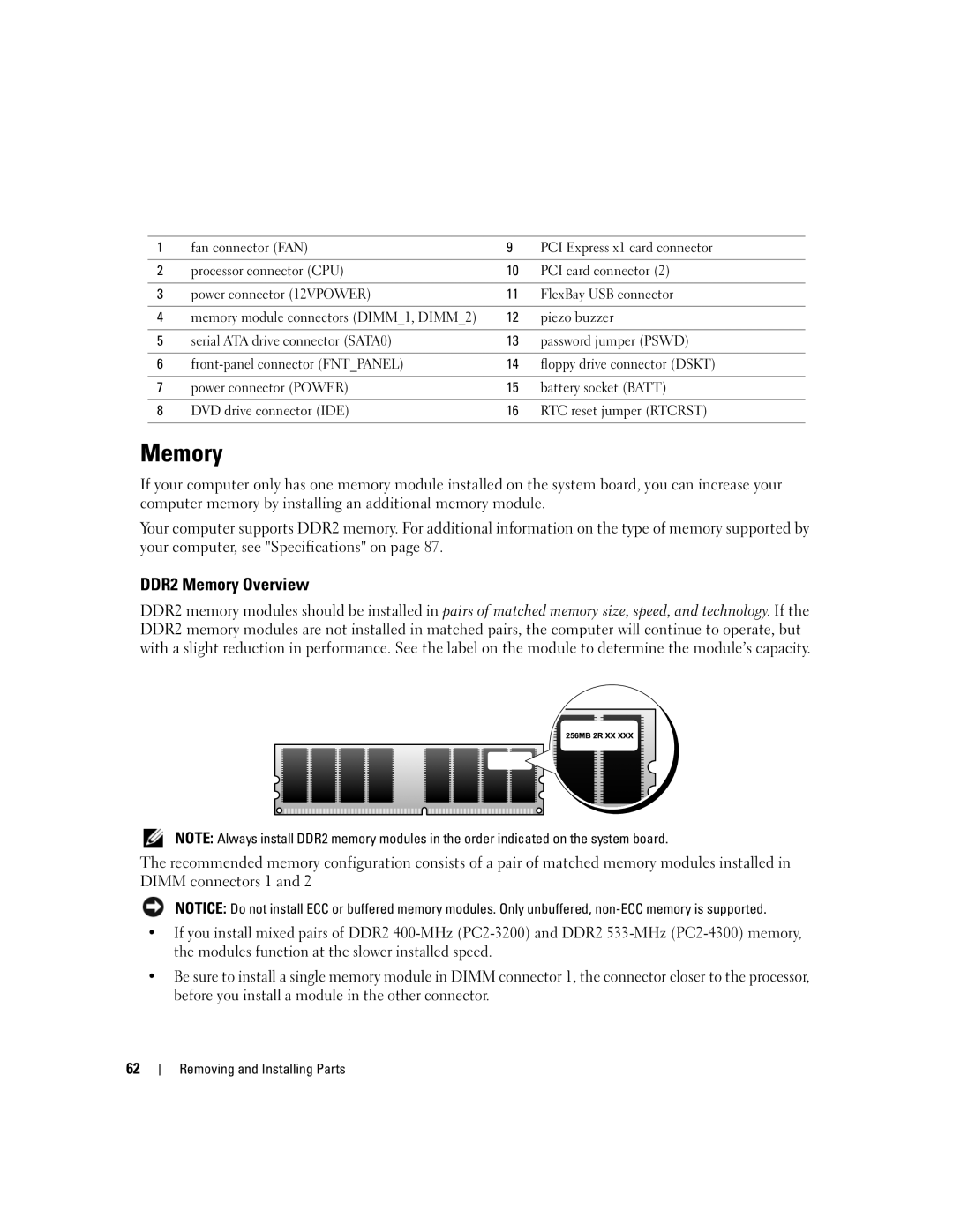 Dell 3100C owner manual DDR2 Memory Overview 