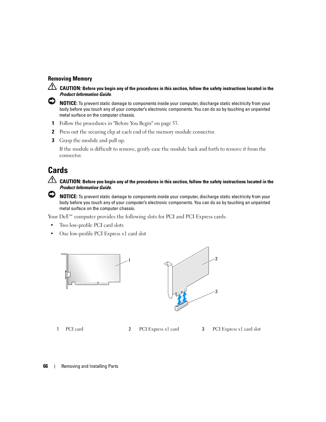 Dell 3100C owner manual Cards, Removing Memory 