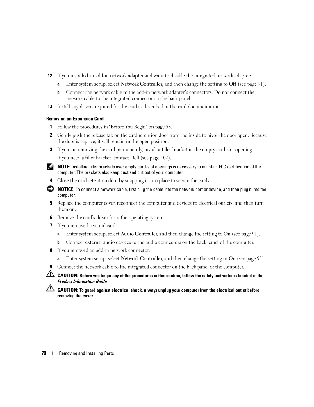 Dell 3100C owner manual Removing an Expansion Card 