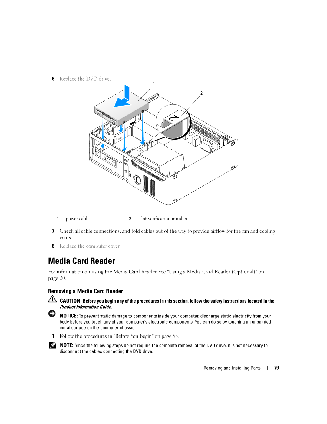 Dell 3100C owner manual Removing a Media Card Reader 