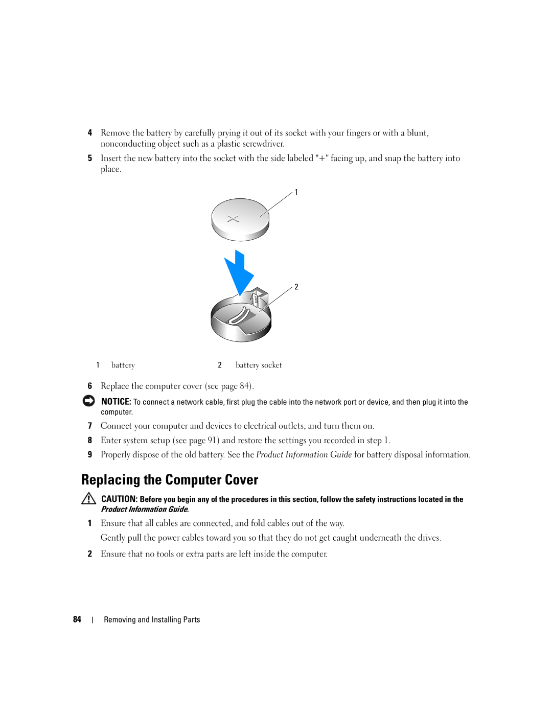 Dell 3100C owner manual Replacing the Computer Cover 