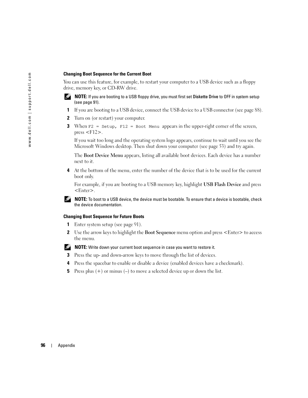 Dell 3100C owner manual Changing Boot Sequence for the Current Boot, Changing Boot Sequence for Future Boots 