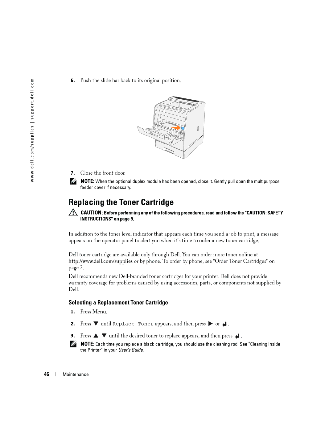 Dell 3100cn owner manual Replacing the Toner Cartridge, Selecting a Replacement Toner Cartridge 