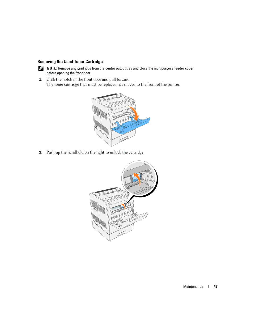 Dell 3100cn owner manual Removing the Used Toner Cartridge 