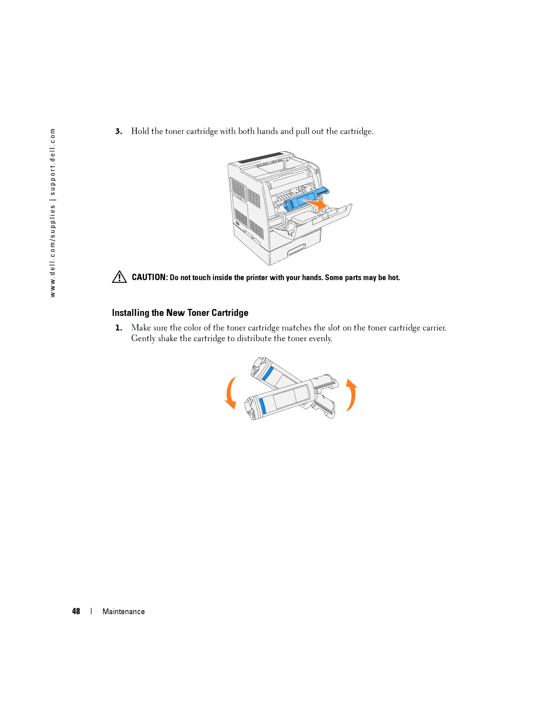 Dell 3100cn owner manual Installing the New Toner Cartridge 