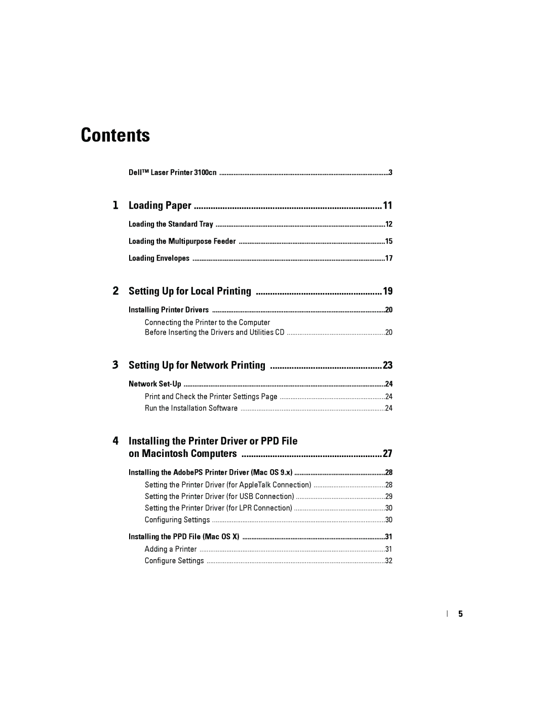 Dell 3100cn owner manual Contents 