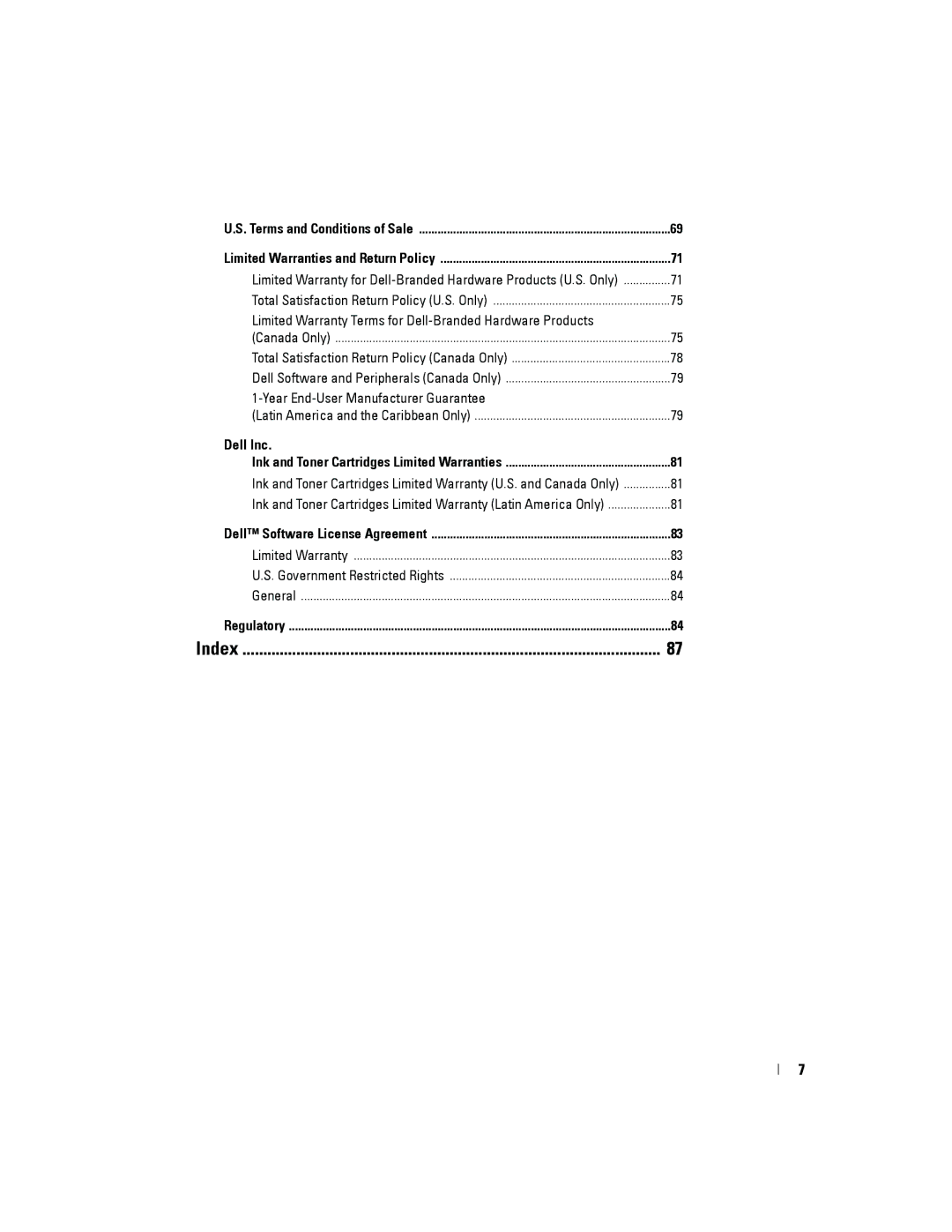 Dell 3100cn owner manual Index 