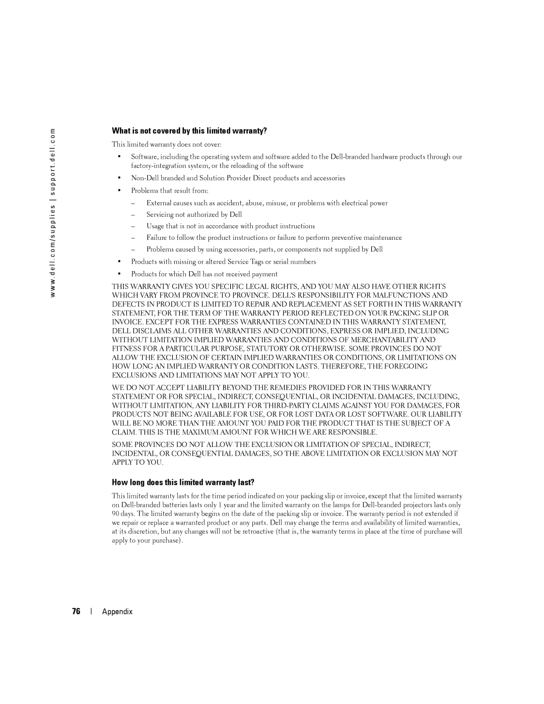 Dell 3100cn owner manual What is not covered by this limited warranty? 