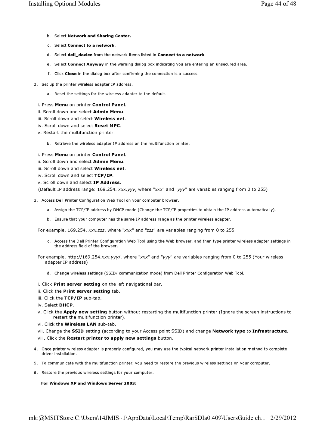 Dell 3115CN manual Installing Optional Modules 